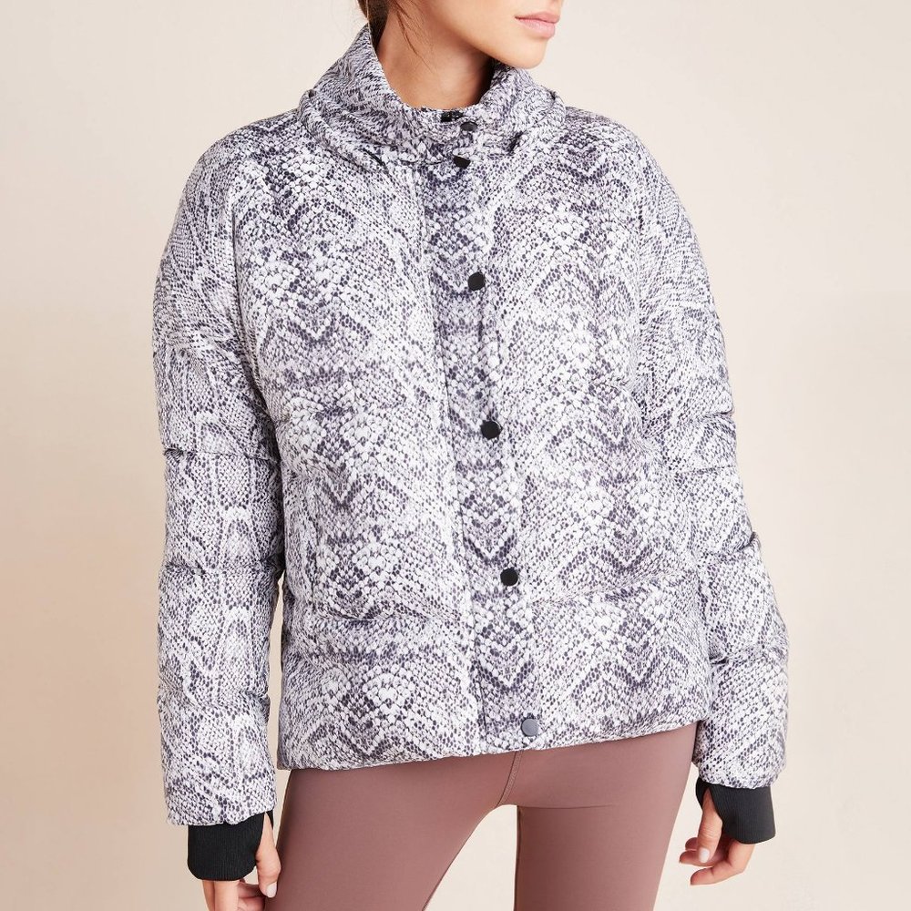 HTF Anthro Highland Snake-Printed Puffer Jacket